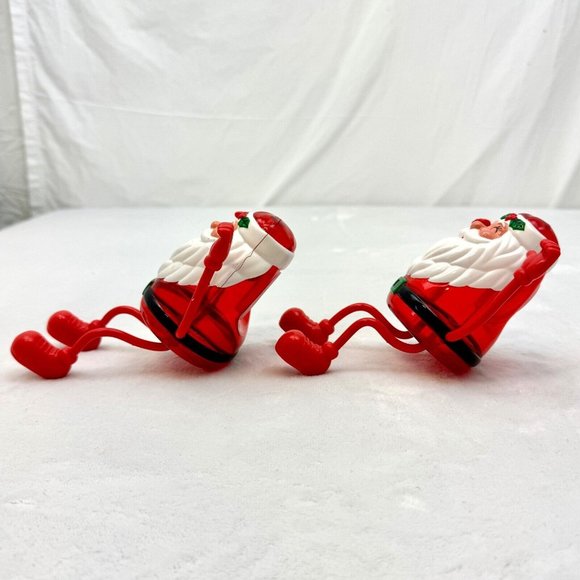 Pair of Santa Clause Candy Fillable Mantle Sitter Bendy Legs & Arms Figures - Picture 4 of 6